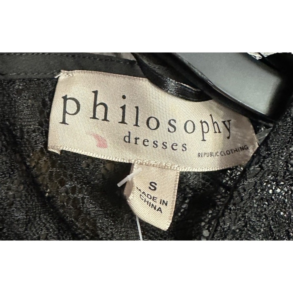NWT Philosophy Womens Black Short Sleeve Lace Casual Dress Size Small - Picture 8 of 13